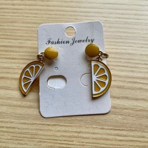 Orange Lemon Clip On Earrings